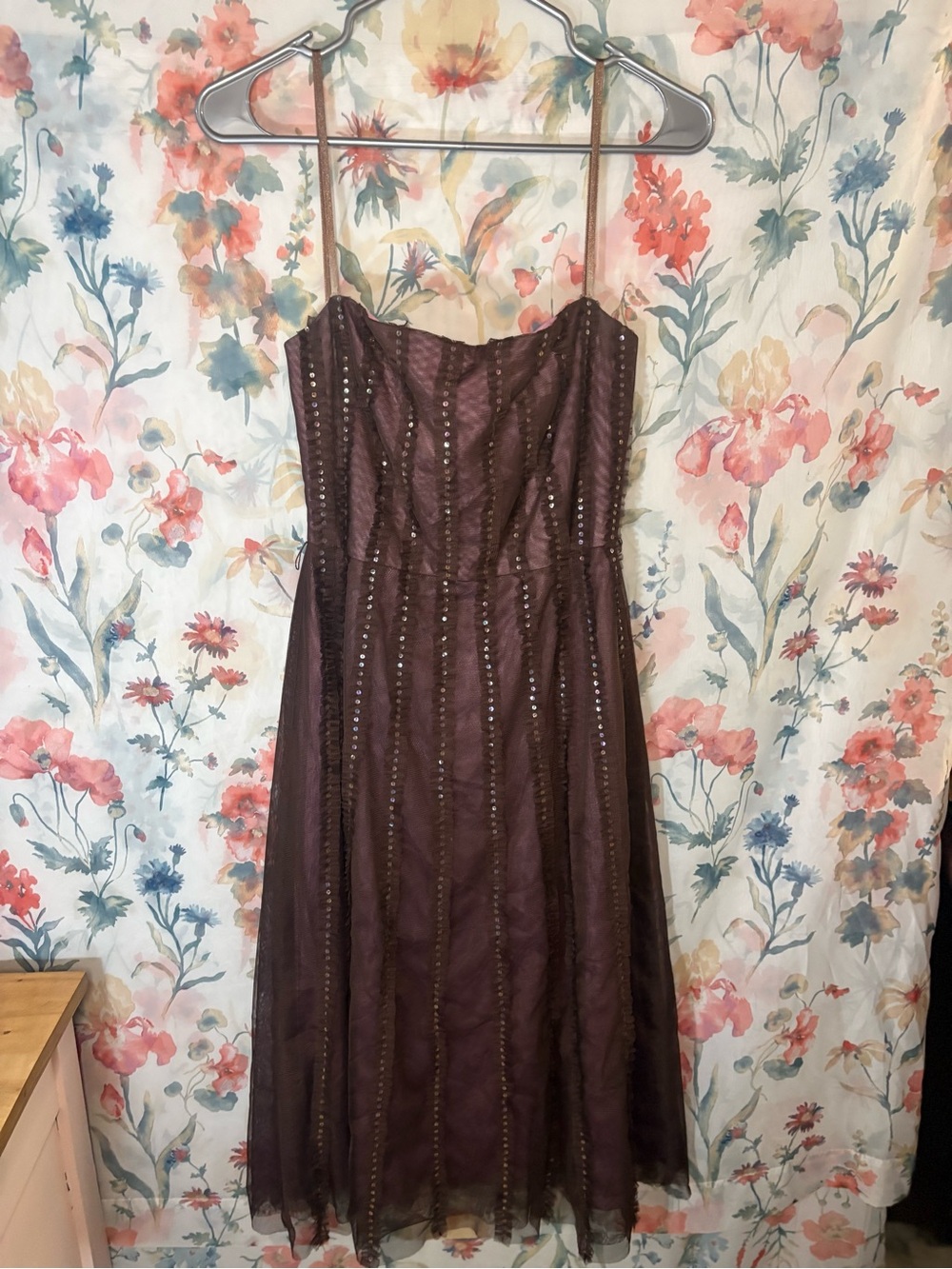 Vintage BCBGMaxAzria Plum Strapless Midi Dress